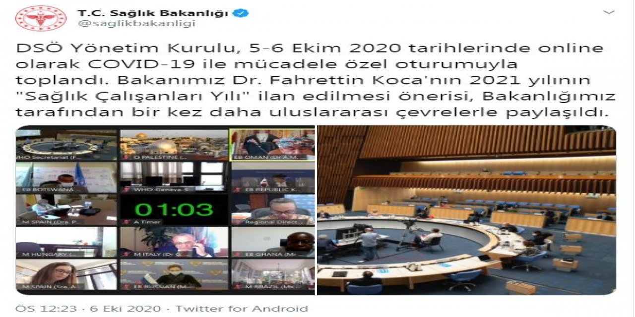Bakan Koca'nın önerisi, uluslararası çevrelerle paylaşıldı