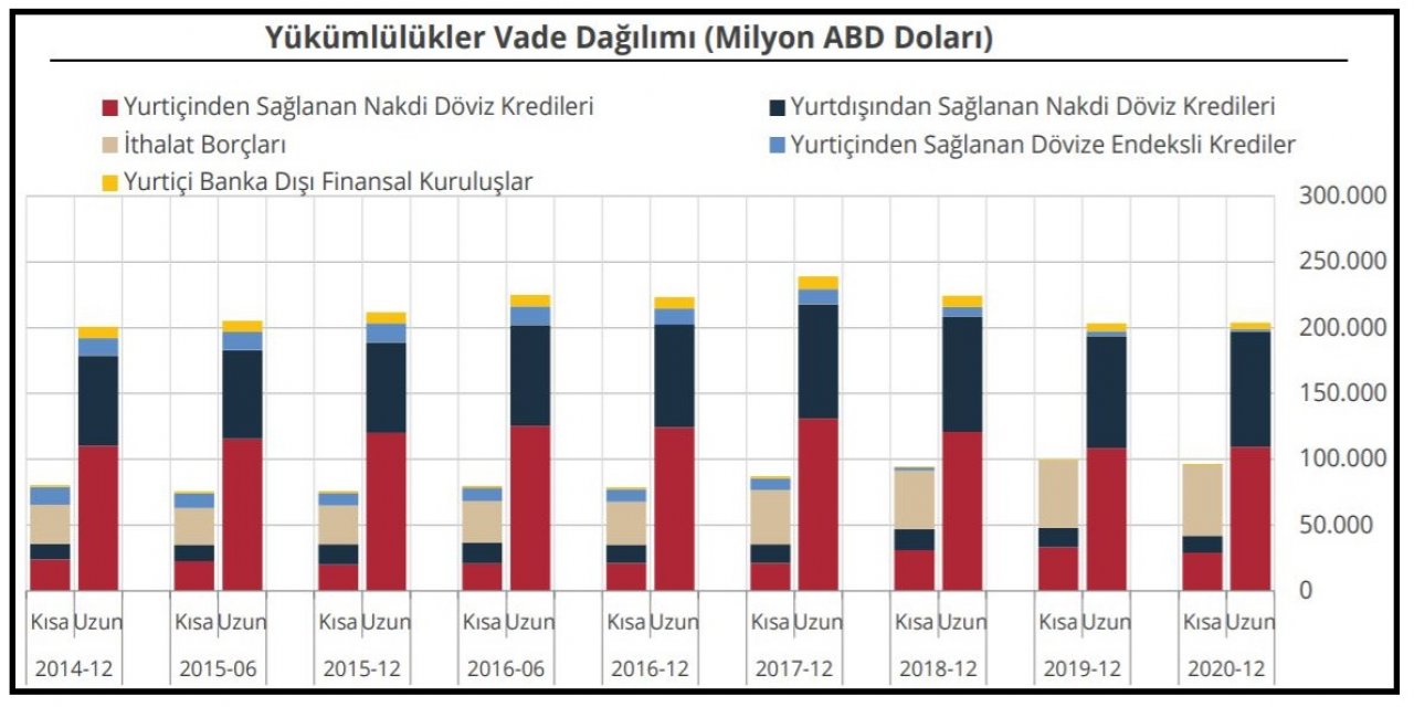 TCMB-Finansal kesim dışı net döviz açığı 157.57 milyar dolar
