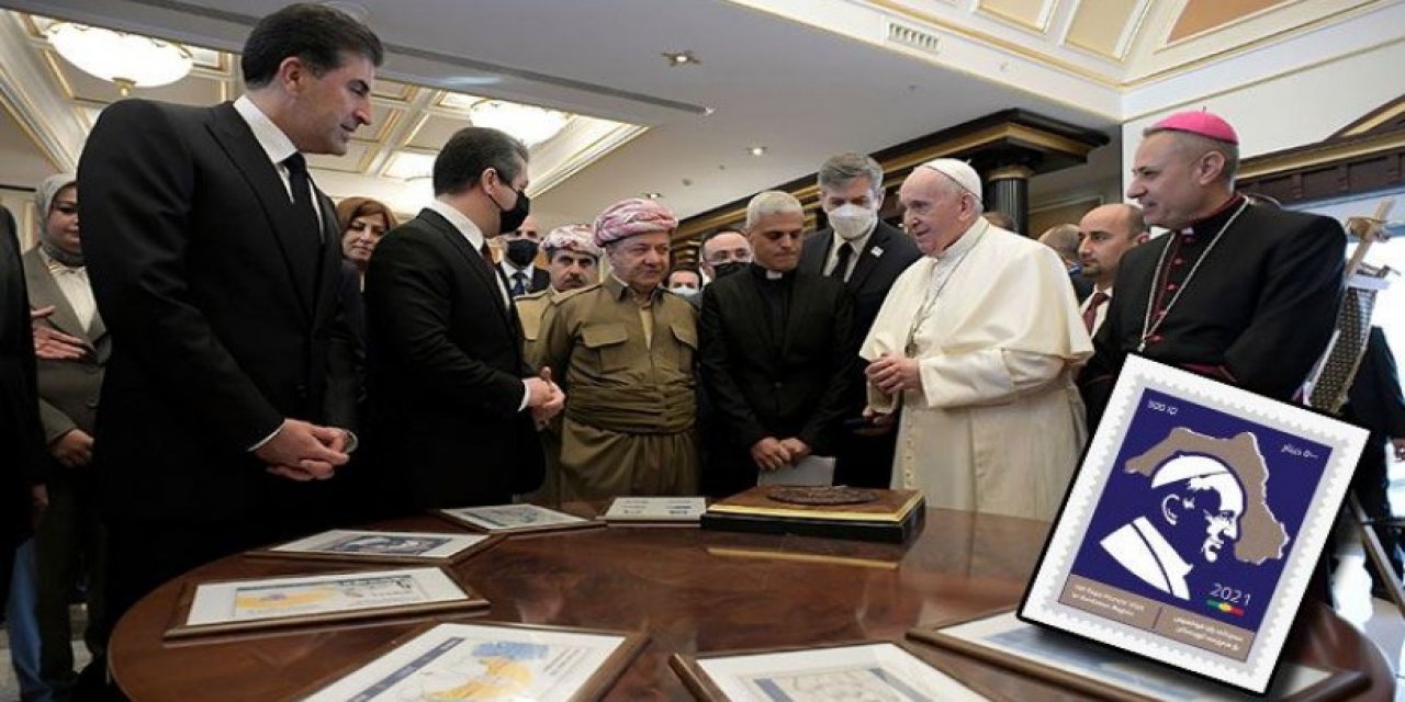 Bunun adı skandal!  IKBY sınırı aştı... Papa pulunda harita rezaleti!