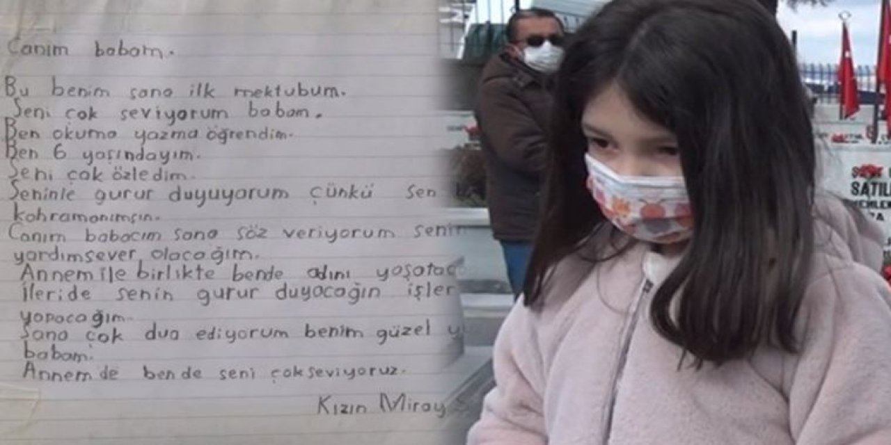 Okuma-yazma öğrenince ilk işi bu oldu... Mirayşah'dan şehit babasına mektup "Sen benim kahramanımsın"