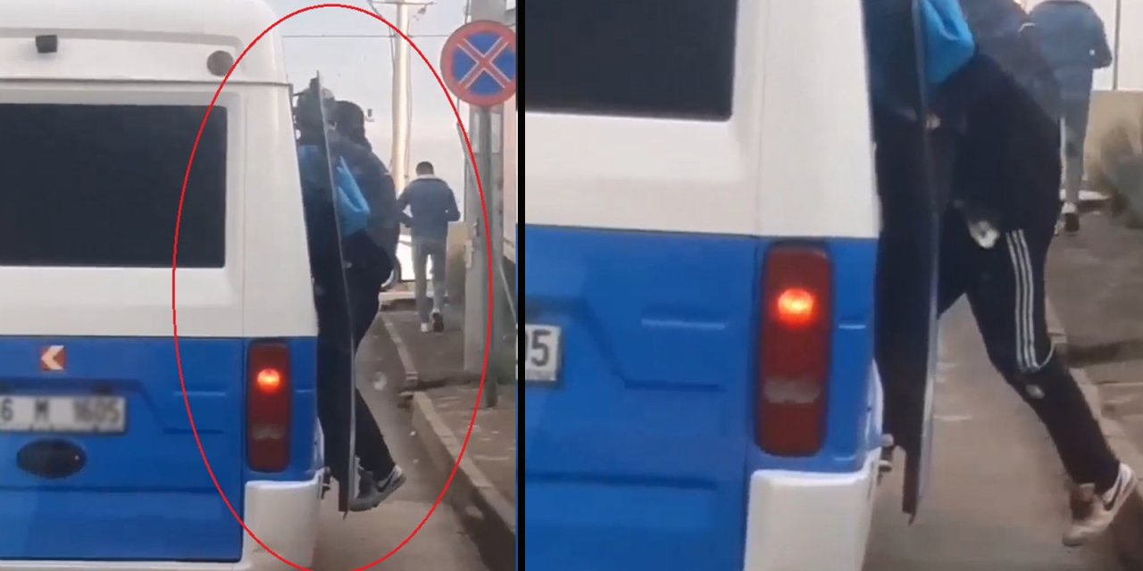 Trafikte akılalmaz görüntü... Yolcuları dışarı taşar halde taşıdı!