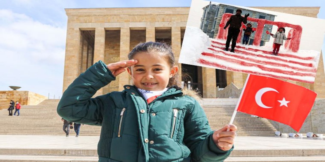 Babasıyla kardan Anıtkabir yapmıştı... Hayali gerçek oldu! Hira, Anıtkabir'i ziyaret etti