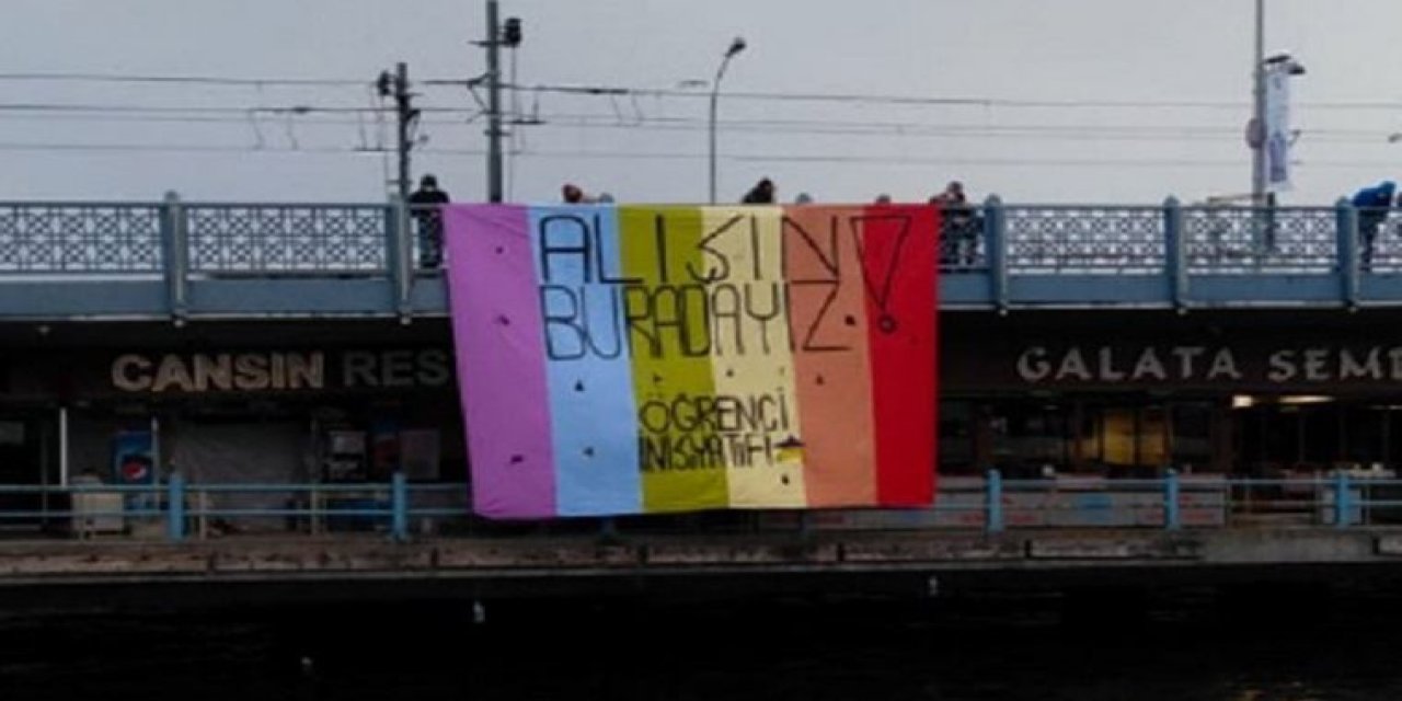 Galata Köprüsü'nde gökkuşağı bayrağı! "Alışın buradayız!"
