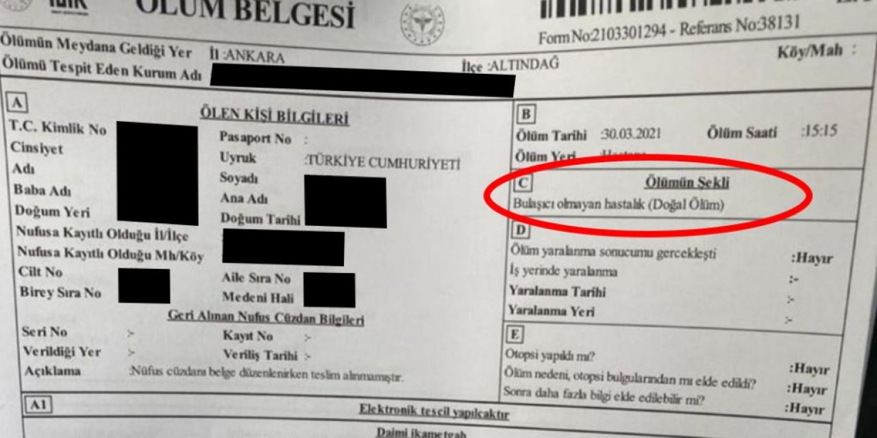TTB #ŞeffafBilgi etiketiyle duyurdu! Covid-19’dan ölen hekimin ölüm belgesine “Doğal ölüm” yazıldı!