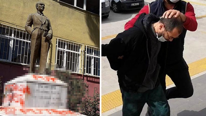 Tekirdağ'da Atatürk heykeline çirkin saldırıyı yapan şüpheli adliyede