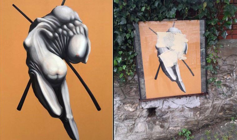 Tabloya hatta boyanmış merdivene de karşılar! Boğaziçi'nde sanat düşmanlığı