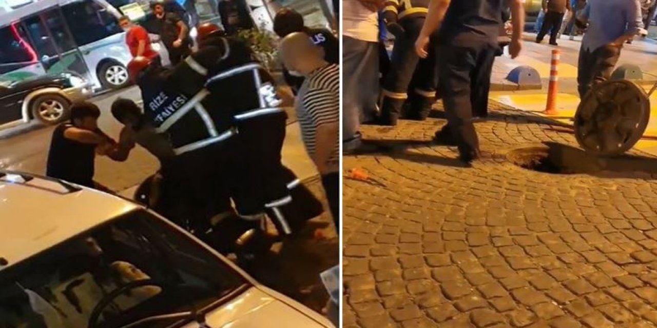 Görenler şaşkınlık yaşadı! Cadde ortasında rögardan çıkarıldı!