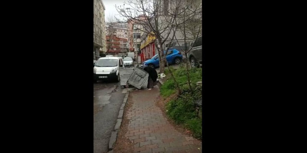 İktidar yoksulluğu görmek istemiyor ama... İnkar, yoksulluğu örtmüyor! İstanbul'da yaşlı bir kadın çöpte yemek ararken görüntülendi!