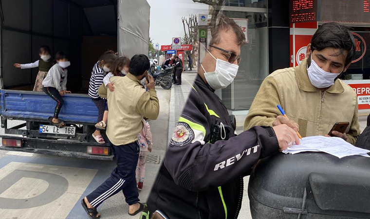 Altı çocuğu ile izinsiz ve ehliyetsiz dışarı çıktı! Ceza yazmak isteyen polislere bakın nasıl bir cevap verdi