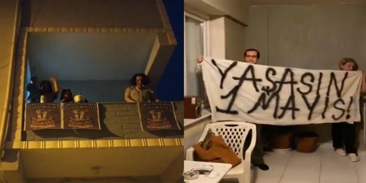 "Tam kapanma" kararı coşkuyu engelleyemedi!  Saatler 21:00'ı gösterdiğinde vatandaşlar pencere ve balkonlarında "1 Mayıs"ı kutladı!