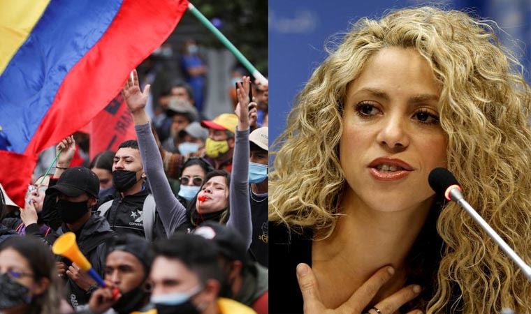 Kolombiya'da protestolar devam ediyor! Protestolara bir destek de Shakira'dan