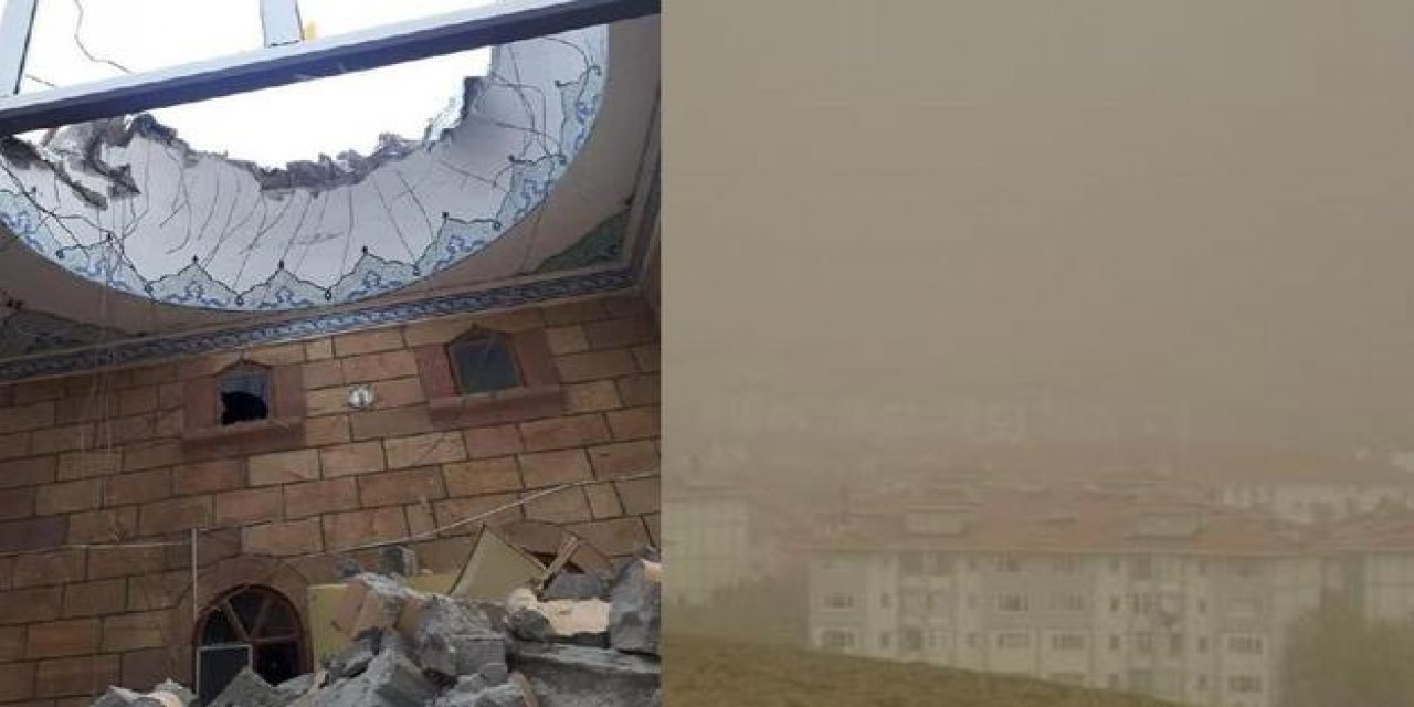 Facianın eşiğinden dönüldü... Kum fırtınası cami minaresini yıktı!