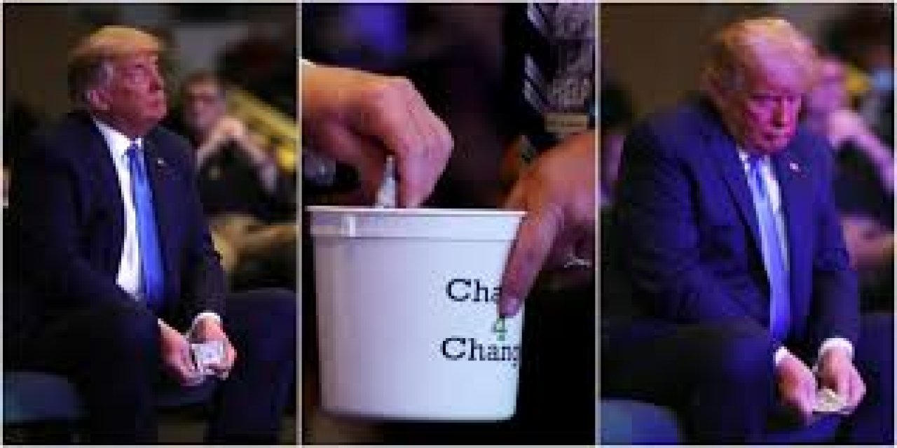 ABD Başkanı Trump, paraları sayarak bağış yaptı!