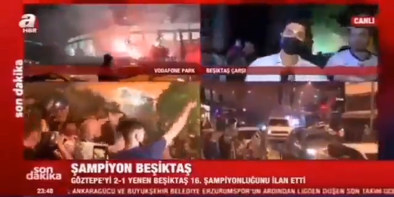 &quot;Yalancı A Haber doğru haber yap&quot; Beşiktaş taraftarları A Haber&#039;de A Haber&#039;i protesto etti! Muhabirinin zor anları...