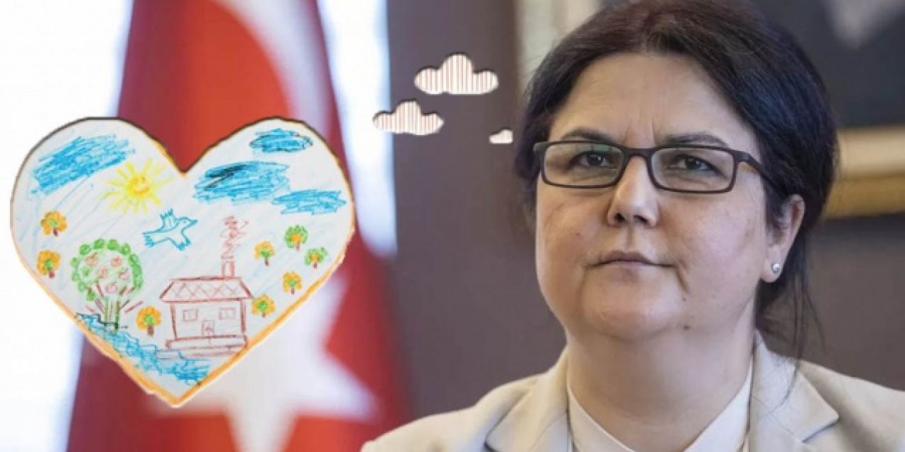 Devlet korumasındaki çocuklara çizdiği ev resmini gönderdi! Bakan Derya Yanık'tan "bayram tebriği"