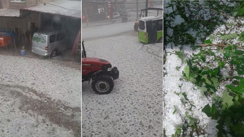 Yaklaşık 15 dakika sürdü... Kocaeli'de dolu hayatı felç etti