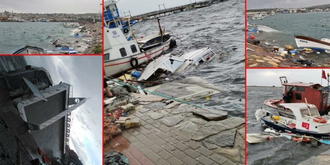 Fırtına İzmir ve Balıkesir’i fena vurdu! 109 tekne battı!