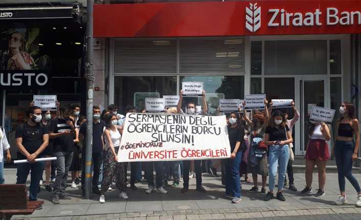 Üniversite öğrencilerinden 'Ziraat Bankası' eylemi! 'Borcumu ödemiyorum'