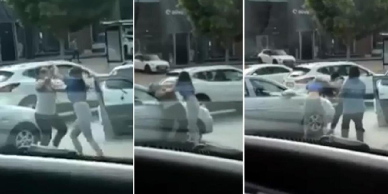 Kimse ayıramadı... Kadın şoförler trafiğin ortasında araçlarını durdurup saç saça baş başa kavgaya tutuştu! İşte o anlar...