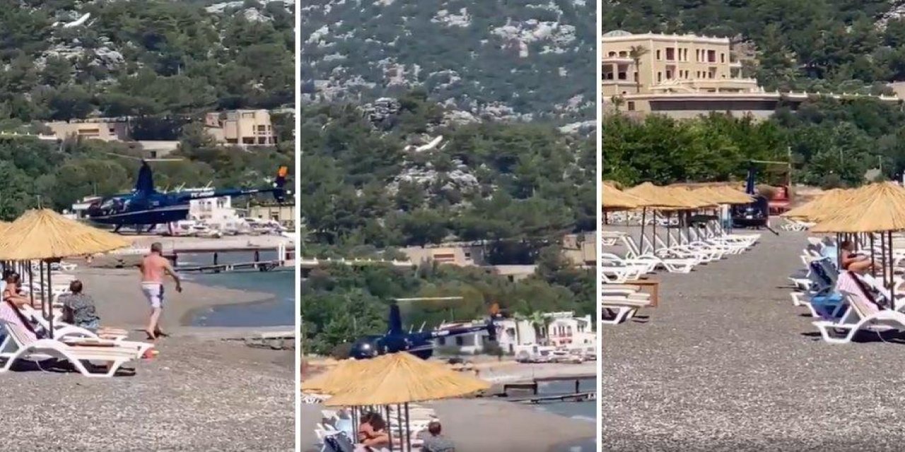 Plaja helikopterle inilmesi tepki çekmişti... Helikopterin sahibi sessizliğini bozdu! O görüntü için bakın ne dedi?
