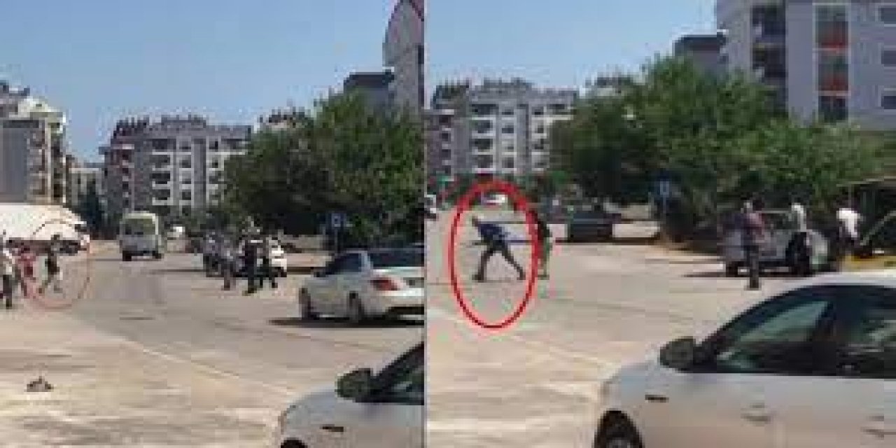 Tüfek... Kürek... Bijon anahtarı... Antalya Texas'a döndü! Sokak ortasındaki kavga kamerada!