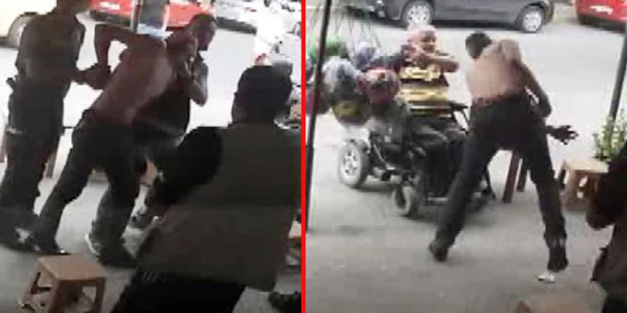 Her saniyesi korkunç! Sopayla gelip dehşet saçtı! Büfede oturan engellileri acımasızca dövdüler!