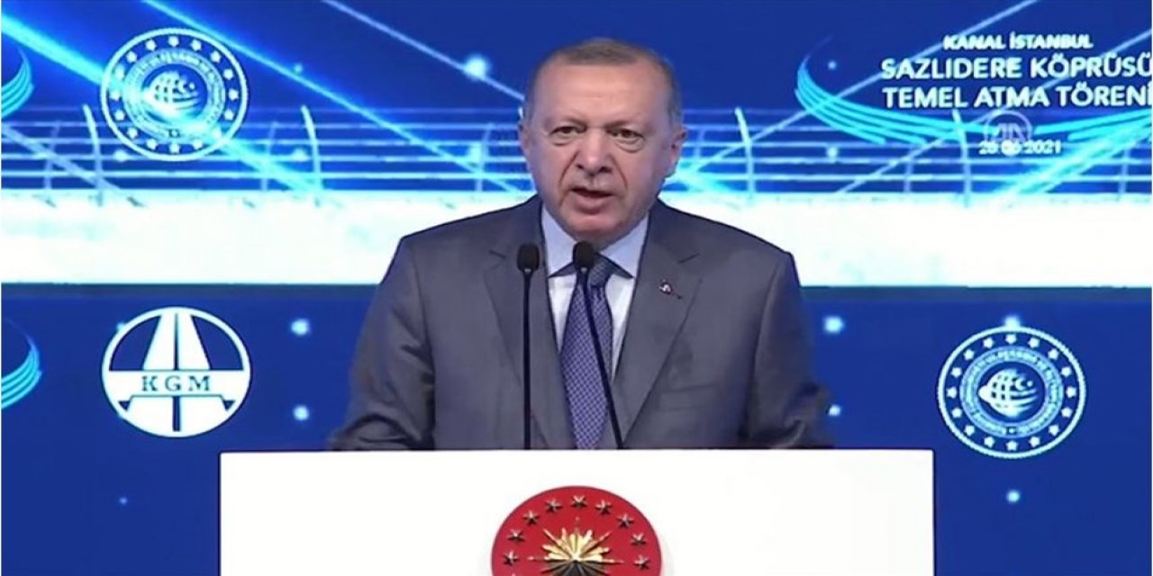 Maliyeti 131 milyar lira; 6 yılda bitecek! Kanal İstanbul'un ilk köprüsü için tören yapıldı! Erdoğan yine muhalefeti hedef aldı! "Söke söke sizden bu  paraları alırlar"