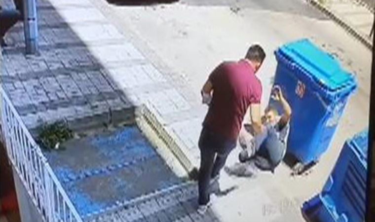 Kablo çalarken fark edildi... Kablo hırsızına mahalle sakininden dayak kamerada