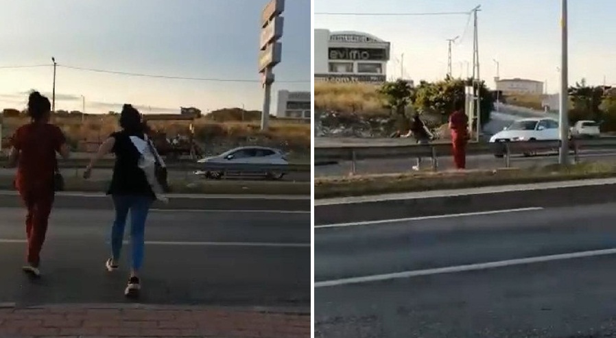 Arkadaşı uyardı fakat yine de üst geçidi kullanmadı! Hemşireye otomobilin çarptığı korkunç anlar kamerada