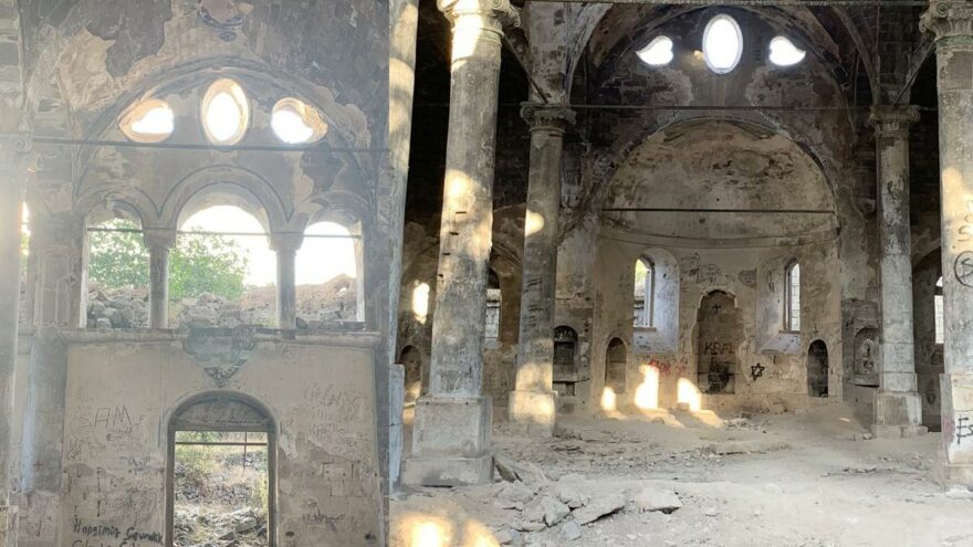 Tarihi kilise bakımsızlıktan yıkılmak üzere 'Medeniyetler beşiği Anadolu bir kutsal yapıya bunu mu reva görmeliydi?'