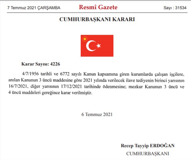 Resmi Gazete'de yayımlandı; Kamu işçilerine ek ödeme tarihleri belli oldu