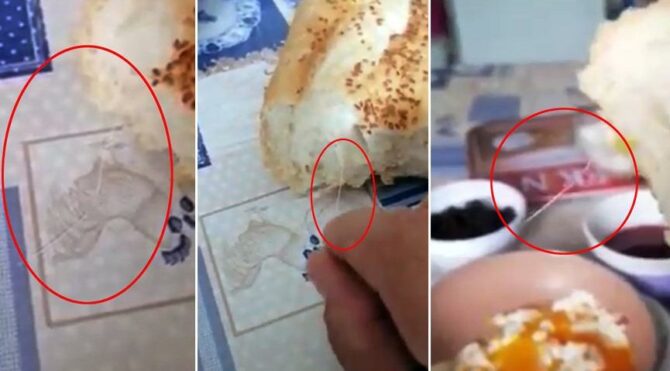 Kahvaltı yaparken ekmeği ikiye bölünce gördü! ‘Çekiyorum ama çıkmıyor’
