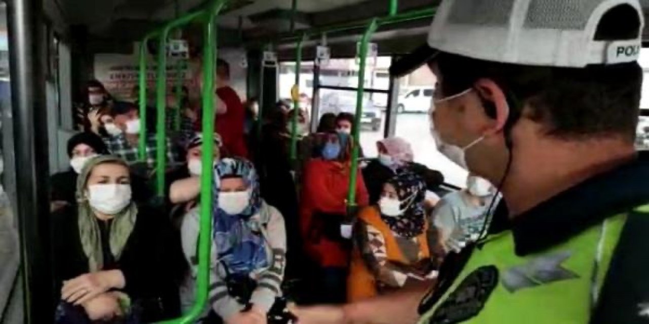 40 kişiyle sosyal mesafesiz minibüs yolculuğu