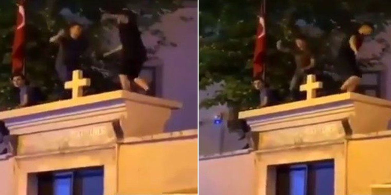 Kadıköy'de kilise duvarının üzerine çıkıp oynayan şüpheliler hakkında yeni gelişme!