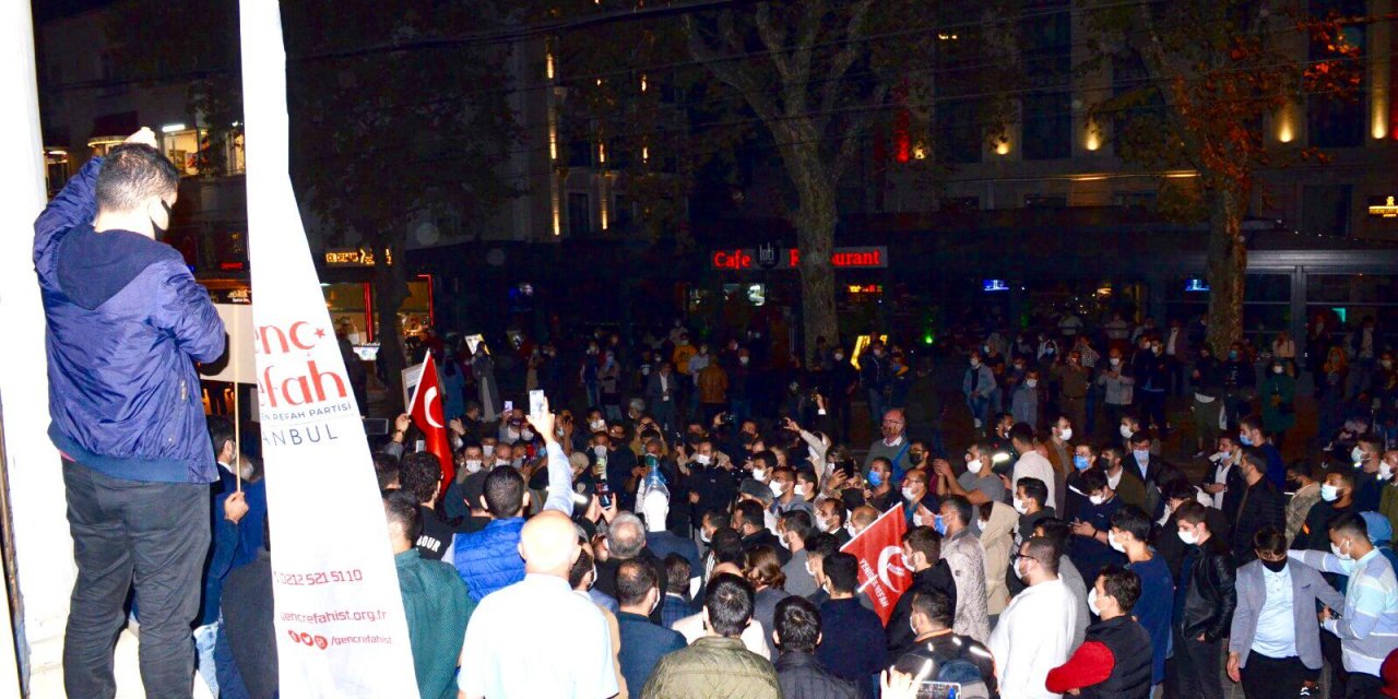 Sultan 2'inci Abdülhamid Türbesi önünde Macron'u protesto