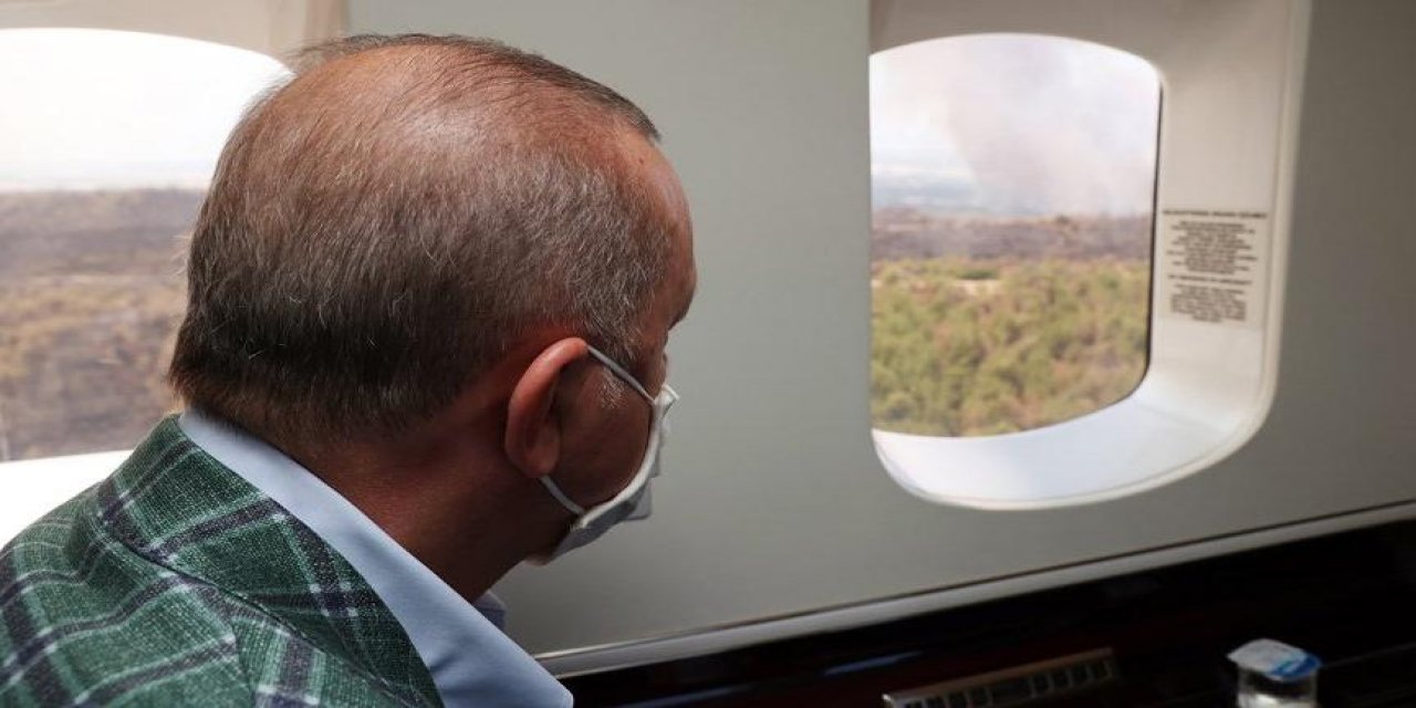 Yangın bölgesini havadan incelemişti... Erdoğan’a siyasetçilerden tepki! "Yahu vicdan!"