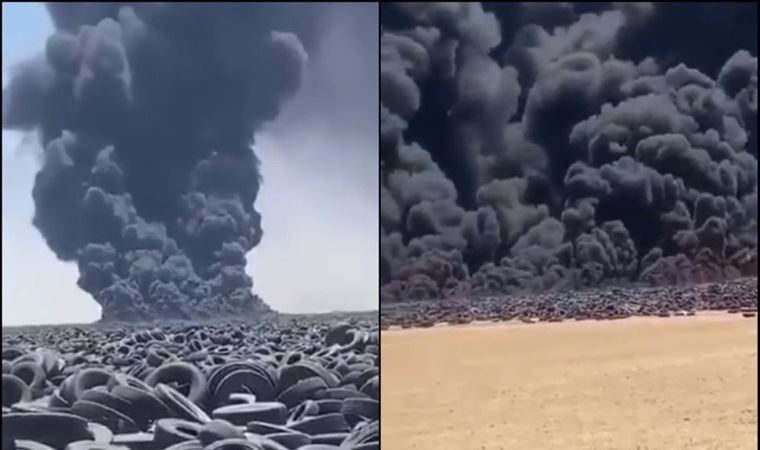 Çevre felaketlerine bir yenisi eklendi! Dünyanın en büyük lastik deposunda yangın