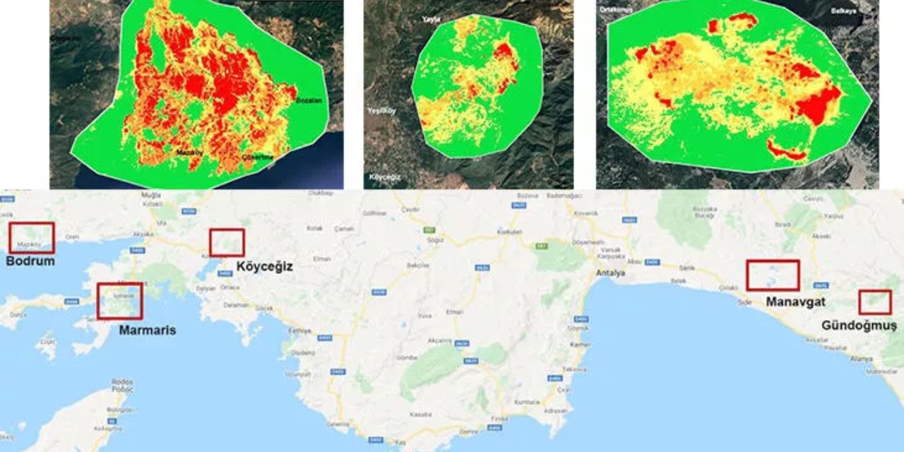 Marmaris ve Manavgat'taki felaket gözler önüne serildi! Orman yangınlarının etkili olduğu alanlar böyle haritalandırıldı!