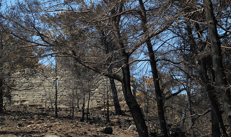 Yangın Lyrbe Antik Kenti’ne de zarar verdi