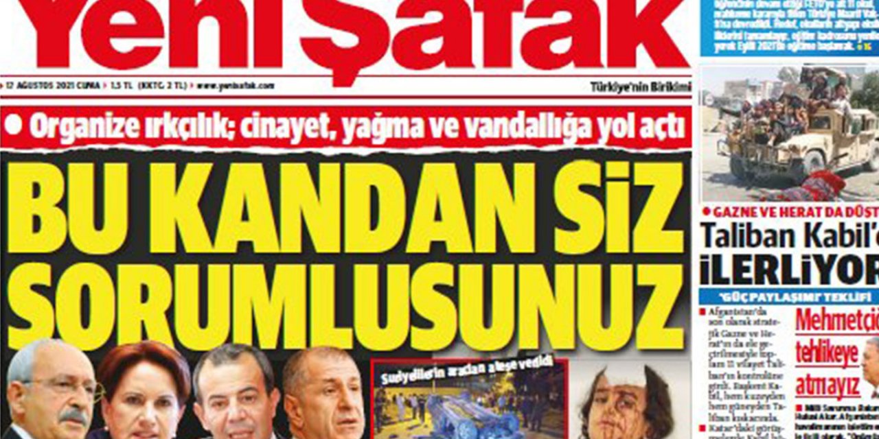 Altındağ'da yaşananların faturasını muhalefete kesti! Kılıçdaroğlu, Akşener, Özcan ve Özdağ'ın fotoğraflarını yayınlayıp hedef gösterdi! Yeni Şafak'tan skandal manşet!