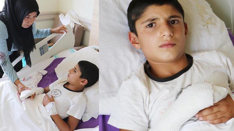 Bulduğu cisme taşla vurunca hastanelik oldu