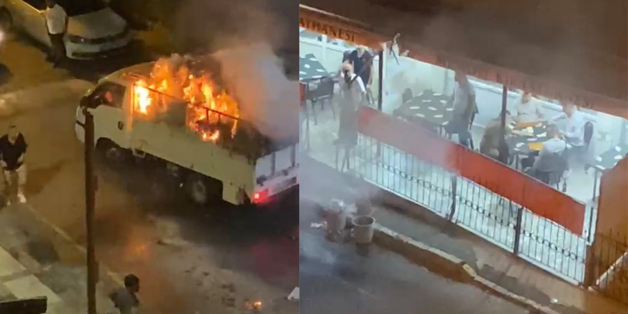 Rahatlıkları pes dedirtti! Araç yandı, onlar okeyi bırakmadı...