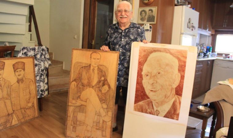 1 buçuk milyon kağıdı yapıştırdı, İsmet İnönü'nün resmini yaptı!