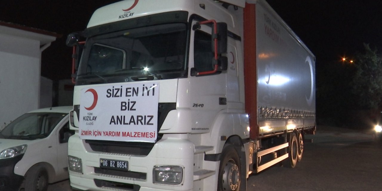 Elazığ'dan depremin yaşandığı İzmir'e yardım malzemesi