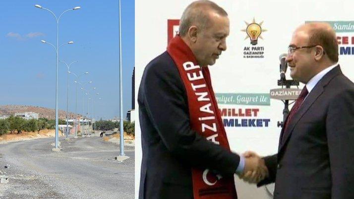 Aydınlatması bile yapıldı: AKP’li başkan, fabrikasına özel yol yaptı