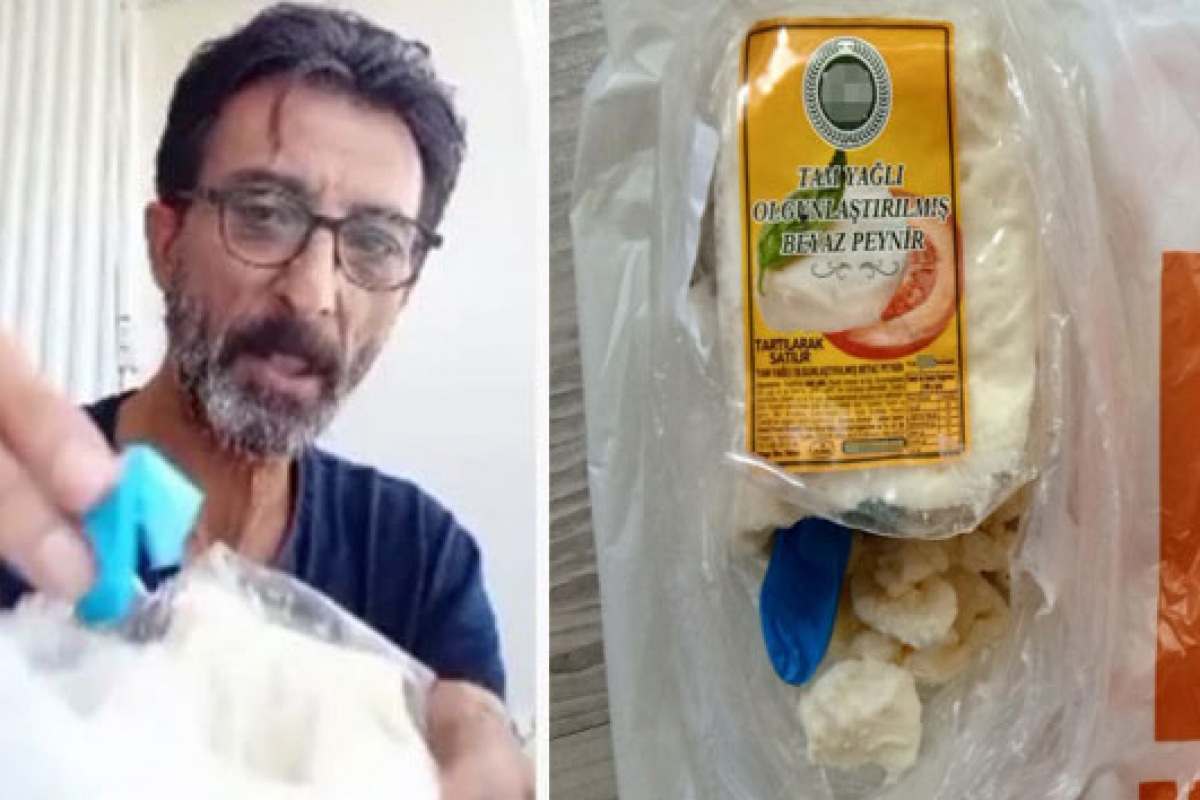Marketten aldığı peynirin içinden çıkan şoke etti!