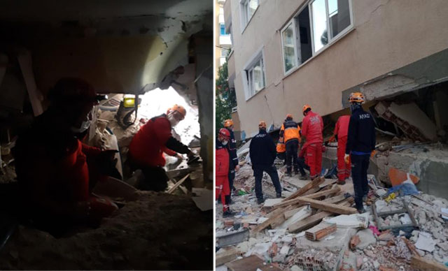 Enkaz altında 14 saat boyunca, ölen torunun elini bırakmadı