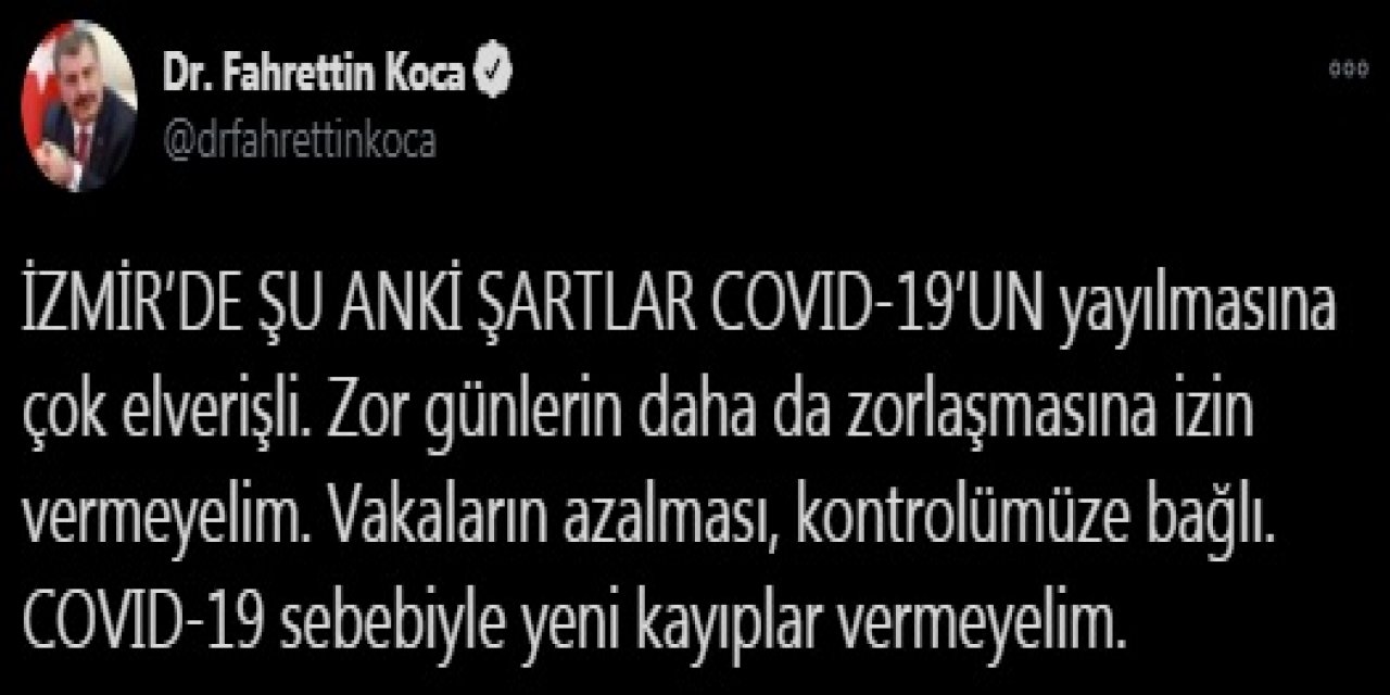 Bakan Koca'nın İzmir uyarısı
