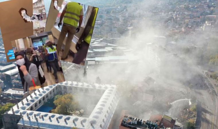 Yurttaşlar içerideyken mağazaya kepçe darbesi vurulmuş