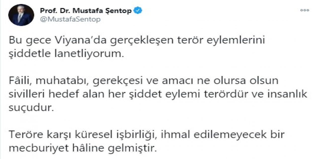 Viyana'daki terör saldırısına Türkiye'den ilk tepkiler geldi